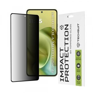 Folie de protectie Ecran Privacy Techsuit pentru Motorola Moto G86, Sticla securizata, Full Glue, 111D