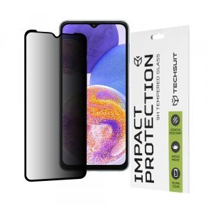 Folie de protectie Ecran Privacy Techsuit pentru Samsung Galaxy M13 M135 / F13 E135 / A23 5G A236 / A23 A235, Sticla securizata, Full Glue, 111D