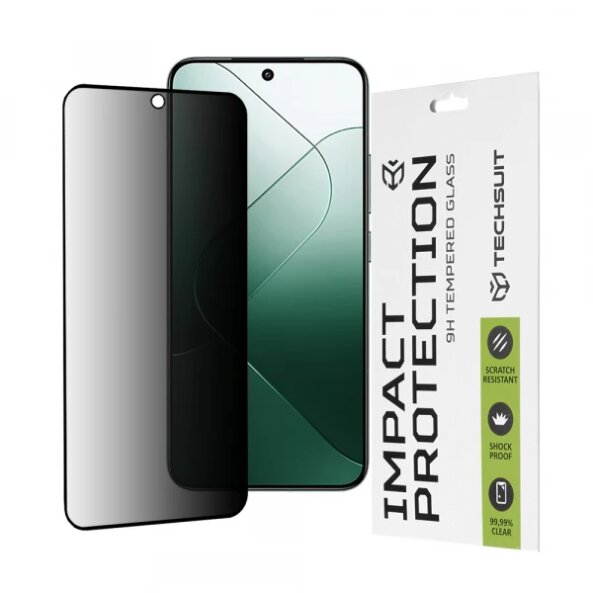 Folie de protectie Ecran Privacy Techsuit pentru Xiaomi 14, Sticla securizata, Full Glue, 111D