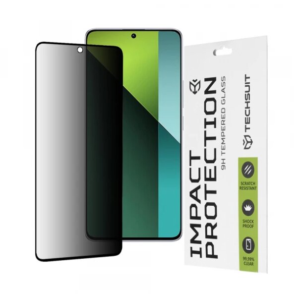 Folie de protectie Ecran Privacy Techsuit pentru Xiaomi Poco X6 / Redmi Note 13 Pro 5G, Sticla securizata, Full Glue, 111D