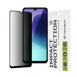 Folie de protectie Ecran Privacy Techsuit pentru Xiaomi Redmi A5 4G (Regional) / 14C / Poco C75, Sticla securizata, Full Glue, 111D