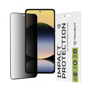 Folie de protectie Ecran Privacy Techsuit pentru Xiaomi Redmi Note 14 4G (Standard), Sticla securizata, Full Glue, 111D