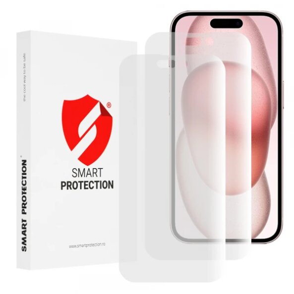 Folie de protectie Ecran Smart Protection Premium Classic pentru Apple iPhone 15, Plastic, Set 2 bucati