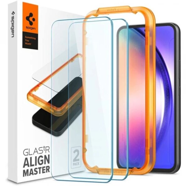 Folie de protectie Ecran Spigen GlastR Align Master pentru Samsung Galaxy A54 A546, Sticla securizata, Full Glue, Set 2 bucati
