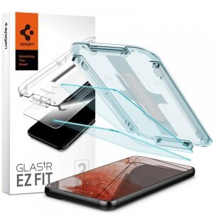 Folie de protectie Ecran Spigen GlastR EZ FIT pentru Samsung Galaxy S22 5G S901, Sticla securizata, Full Glue, Set 2 bucati