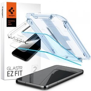 Folie de protectie Ecran Spigen GlastR EZ FIT pentru Samsung Galaxy S23+ S916 / S23 S911, Sticla securizata, Full Glue, Set 2 bucati