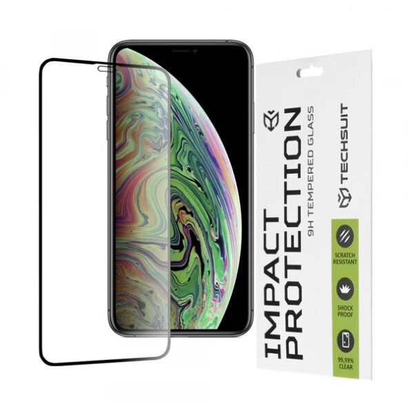 Folie de protectie Ecran Techsuit pentru Apple iPhone 11 Pro / XS / X, Sticla securizata, Full Glue, 111D, Neagra