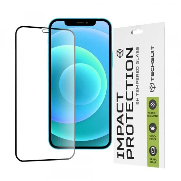 Folie de protectie Ecran Techsuit pentru Apple iPhone 12 / 12 Pro, Sticla securizata, Full Glue, 111D, Neagra