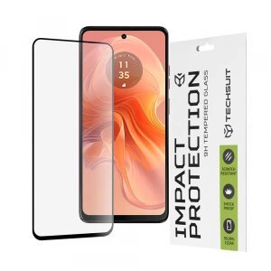 Folie de protectie Ecran Techsuit pentru Motorola Moto G04s / E14 / G24 Power / G04 / G24, Sticla securizata, Full Glue, 111D, Neagra