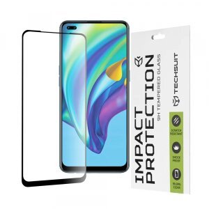 Folie de protectie Ecran Techsuit pentru Oppo Reno4 Lite, Sticla securizata, Full Glue, 111D, Neagra