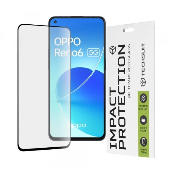 Folie de protectie Ecran Techsuit pentru Oppo Reno6 5G, Sticla securizata, Full Glue, 111D, Neagra
