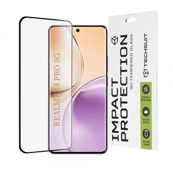 Folie de protectie Ecran Techsuit pentru Realme 14 Pro, Sticla securizata, Full Glue, 111D, Neagra