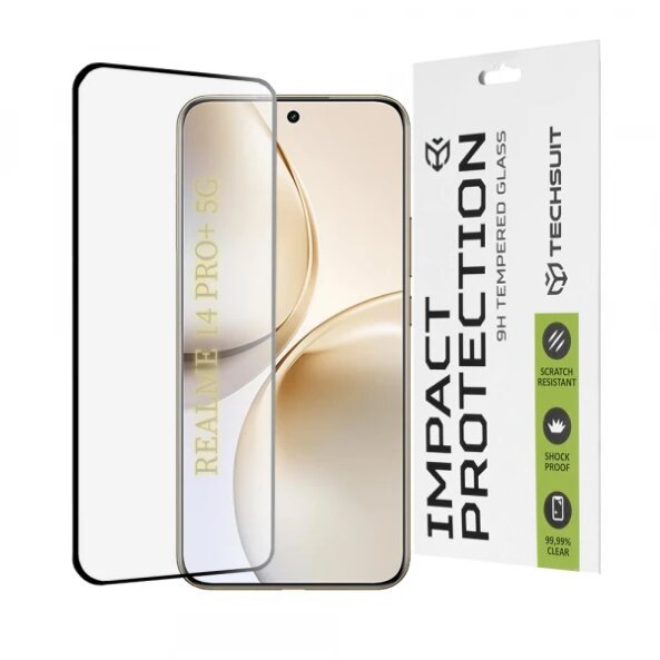 Folie de protectie Ecran Techsuit pentru Realme 14 Pro+, Sticla securizata, Full Glue, 111D, Neagra