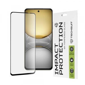 Folie de protectie Ecran Techsuit pentru Realme C75 / 14x, Sticla securizata, Full Glue, 111D, Neagra