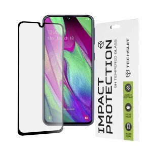 Folie de protectie Ecran Techsuit pentru Samsung Galaxy A40 A405, Sticla securizata, Full Glue, 111D, Neagra
