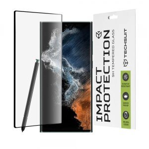 Folie de protectie Ecran Techsuit pentru Samsung Galaxy S22 Ultra 5G S908, Sticla securizata, Full Glue, 111D, Neagra