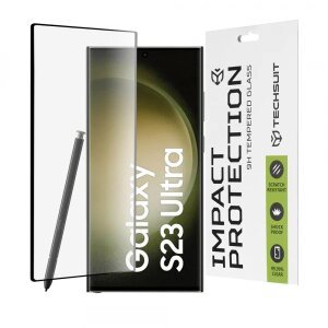 Folie de protectie Ecran Techsuit pentru Samsung Galaxy S23 Ultra S918, Sticla securizata, Full Glue, 111D, Neagra