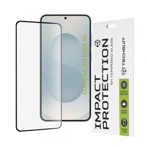 Folie de protectie Ecran Techsuit pentru Samsung Galaxy S25 Edge S937, Sticla securizata, Full Glue, 111D, Neagra
