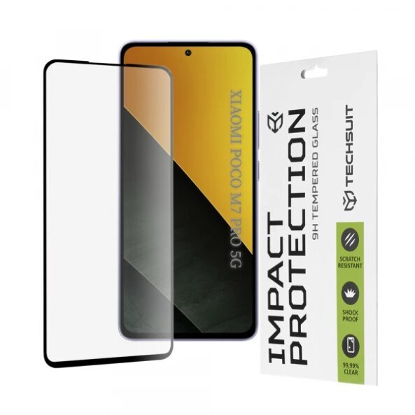 Folie de protectie Ecran Techsuit pentru Xiaomi Poco M7 Pro 5G, Sticla securizata, Full Glue, 111D, Neagra