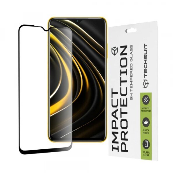 Folie de protectie Ecran Techsuit pentru Xiaomi Redmi 9 Power / 9T / Poco M3, Sticla securizata, Full Glue, 111D, Neagra