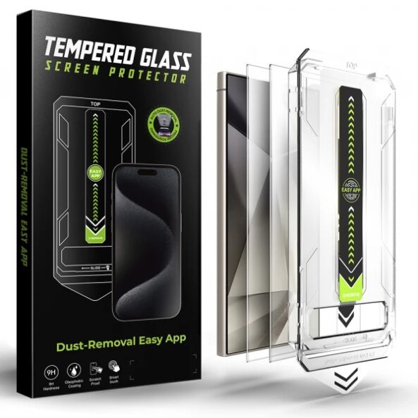 Folie de protectie Ecran Techsuit TitanGlass CrystalHD pentru Samsung Galaxy S24 Ultra S928, Sticla securizata, Full Glue, Set 2 bucati