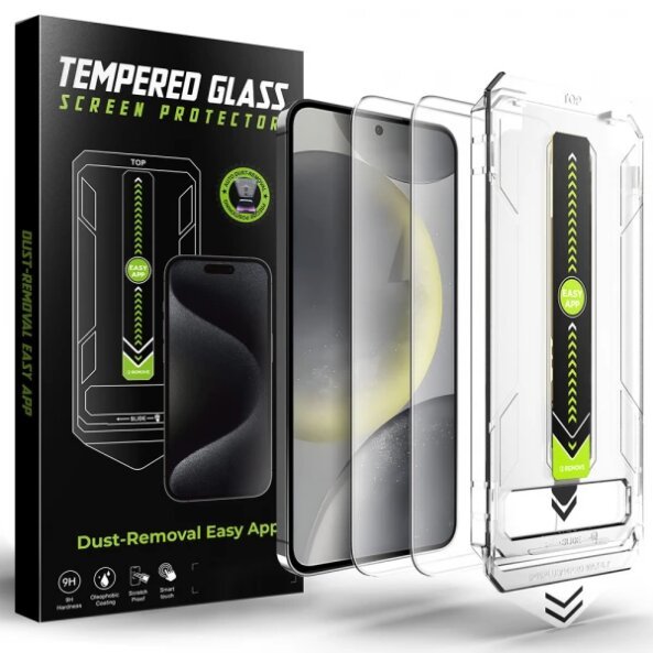 Folie de protectie Ecran Techsuit TitanGlass CrystalHD pentru Samsung Galaxy S25 S931 / S24 S921, Sticla securizata, Full Glue, Set 2 bucati