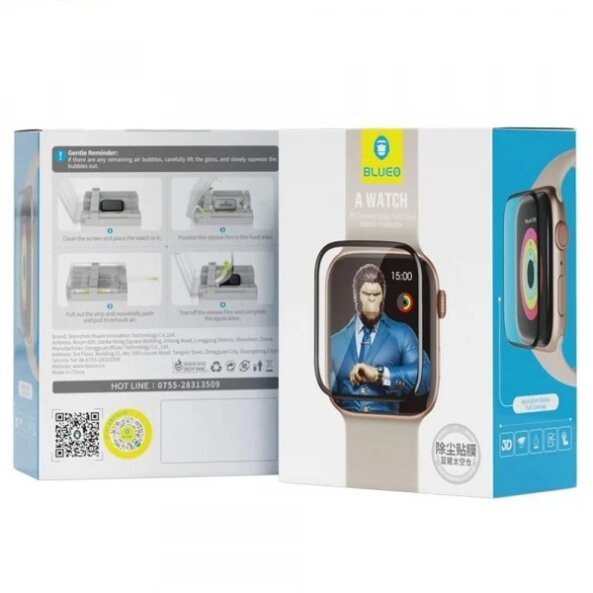 Folie Protectie Blueo High Molecule pentru Apple Watch 10 46mm Series, Sticla securizata, Neagra