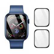 Folie Protectie DUX DUCIS PMMA pentru Apple Watch 9 / 8 / 7 45mm Series, Set 2 bucati, Sticla securizata, Neagra
