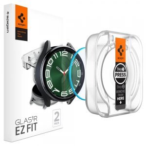Folie Protectie Spigen GlastR EZ FIT pentru Samsung Galaxy Watch6 Classic 47mm, Set 2 bucati, Sticla securizata