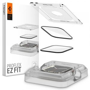 Folie Protectie Spigen ProFlex EZ FIT pentru Apple Watch 41mm Series, Set 2 bucati, Sticla securizata, Neagra