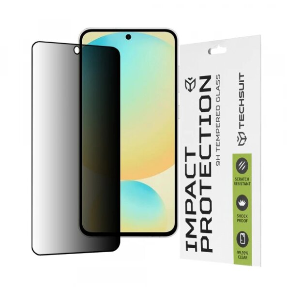 Folie de protectie Ecran Privacy Techsuit pentru Samsung Galaxy S24 FE S721, Sticla securizata, Full Glue, 111D