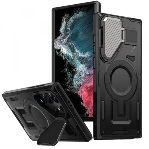 Husa MagSafe pentru Samsung Galaxy S23 Ultra S918 / S22 Ultra 5G S908, Techsuit, CamVault, Neagra