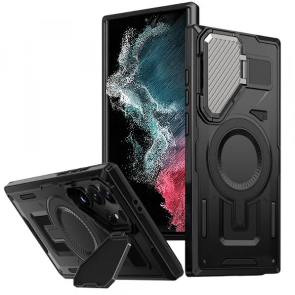 Husa MagSafe pentru Samsung Galaxy S23 Ultra S918 / S22 Ultra 5G S908, Techsuit, CamVault, Neagra