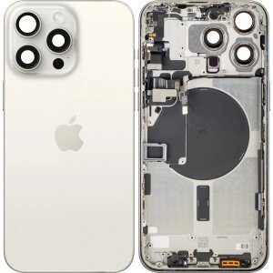Capac Baterie Apple iPhone 15 Pro Max, Cu Carcasa Mijloc, Alb (White Titanium), Swap 