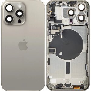 Capac Baterie Apple iPhone 15 Pro Max, Cu Carcasa Mijloc, Bej (Natural Titanium), Swap 