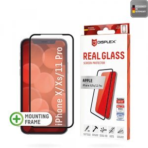 Folie de protectie Ecran Displex Real Glass pentru Apple iPhone 11 Pro / XS / X, Sticla Securizata, Full Glue, Neagra