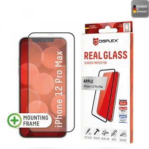 Folie de protectie Ecran Displex Real Glass pentru Apple iPhone 12 Pro Max, Sticla Securizata, Full Glue, Neagra