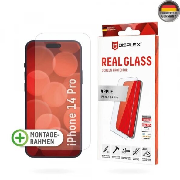 Folie de protectie Ecran Displex Real Glass pentru Apple iPhone 14 Pro, Sticla Securizata, Full Glue, 2D