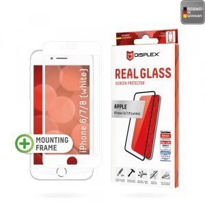 Folie de protectie Ecran Displex Real Glass pentru Apple iPhone SE (2022) / SE (2020) / 8 / 7, Sticla Securizata, Full Glue, Alba