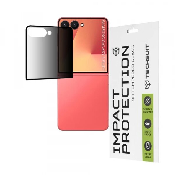 Folie de protectie Ecran Exterior Privacy Techsuit pentru Samsung Galaxy Z Flip7 F766, Sticla Securizata, Full Glue, 111D, Neagra