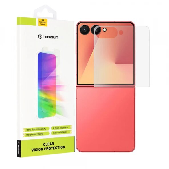 Folie de protectie Ecran Exterior Techsuit Clear Vision pentru Samsung Galaxy Z Flip7 F766, Sticla Securizata, Full Glue