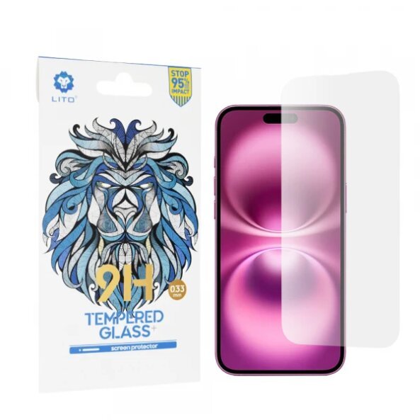 Folie de protectie Ecran Lito Classic pentru Apple iPhone 16 Plus, Sticla Securizata, Full Glue, 2.5D
