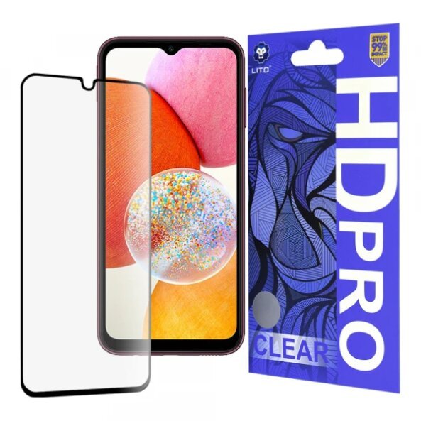 Folie de protectie Ecran Lito HD Pro Clear pentru Samsung Galaxy A14 A145 / A14 5G A146, Sticla Securizata, Full Glue, Neagra