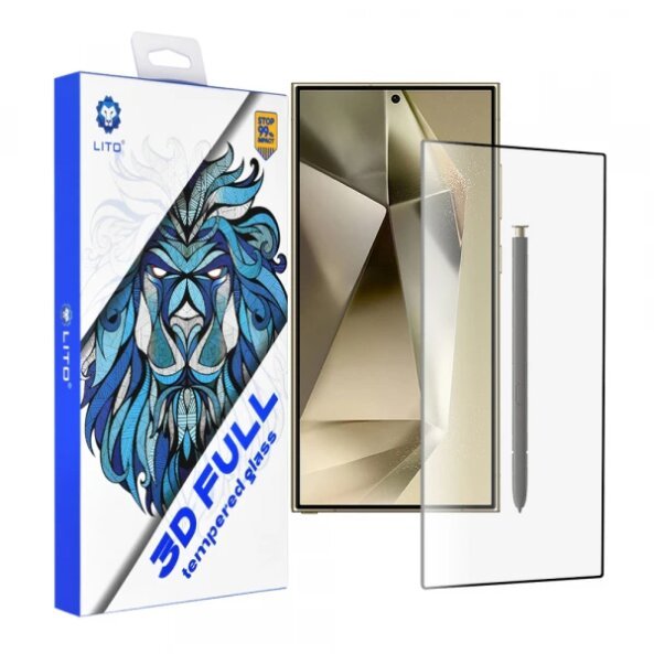 Folie de protectie Ecran Lito Ultra Thin pentru Samsung Galaxy S24 Ultra S928, Sticla Securizata, Full Glue, 3D, Neagra