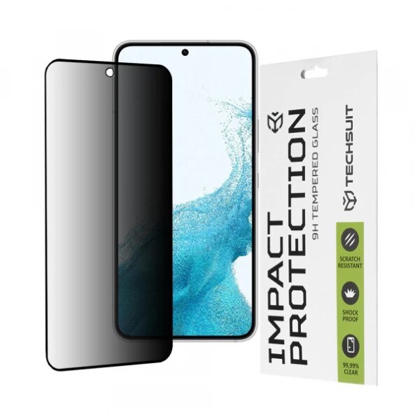 Folie de protectie Ecran Privacy Techsuit pentru Samsung Galaxy S23 S911 / S22 5G S901, Sticla Securizata, Full Glue, 111D