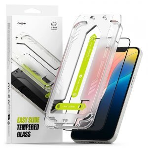 Folie de protectie Ecran Ringke Easy Slide pentru Apple iPhone 16e / 14 / 13 Pro / 13, Sticla Securizata, Full Glue, Set 2 bucati, Neagra