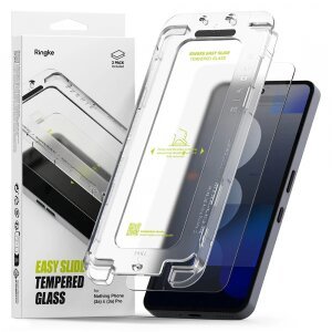 Folie de protectie Ecran Ringke Easy Slide pentru Nothing Phone (3a) / Phone (3a) Pro, Sticla Securizata, Full Glue, Set 2 bucati
