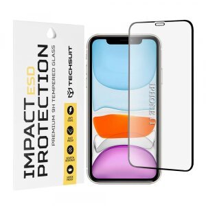Folie de protectie Ecran Techsuit pentru Apple iPhone 11 / XR, Sticla Securizata, Full Glue, Neagra