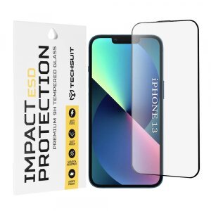 Folie de protectie Ecran Techsuit pentru Apple iPhone 14 / 13 Pro / 13, Sticla Securizata, Full Glue, Neagra