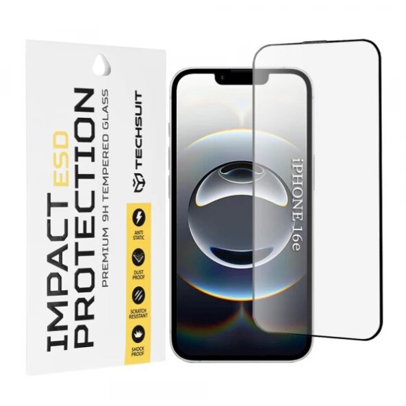 Folie de protectie Ecran Techsuit pentru Apple iPhone 16e, Sticla Securizata, Full Glue, Neagra